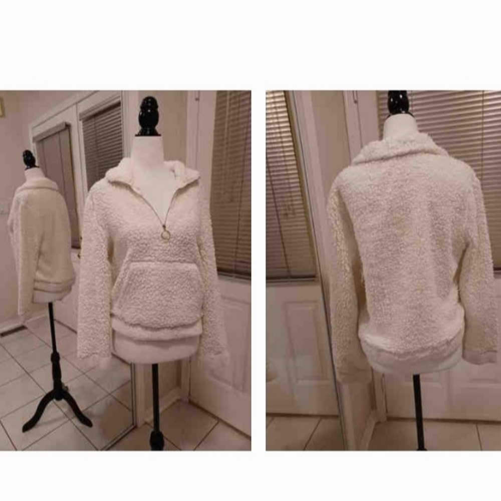 4/$80 Fuzzy White Sweater - Size Large